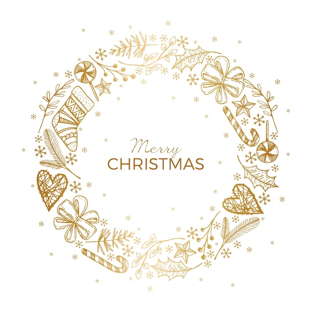 Gratis vector gouden kerstkrans