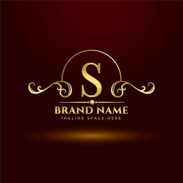 Gratis vector gouden koninklijk merklogo concept voor letter s