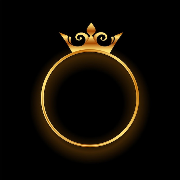 Gratis vector gouden kroon met cirkelvormige ringframe-achtergrond