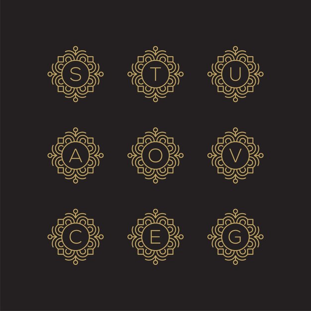 Set Van Abstracte Monogram Eerste Letter T G Logo Sjabloon Premium Vector