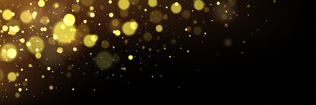 Gouden licht bokeh-effect op transparante achtergrond