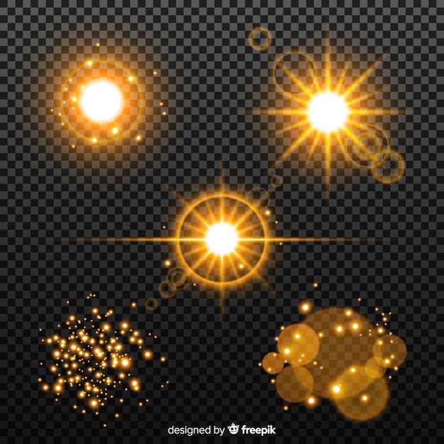 Gratis vector gouden lichteffect set