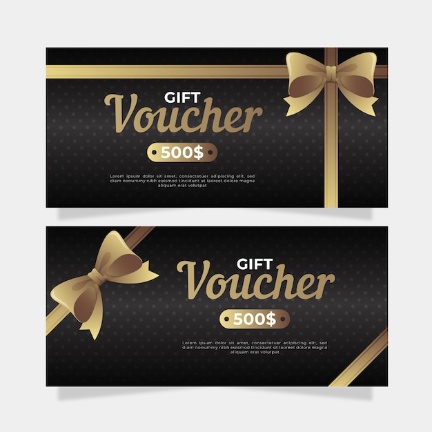 Gratis vector gouden lint cadeaubon sjabloon