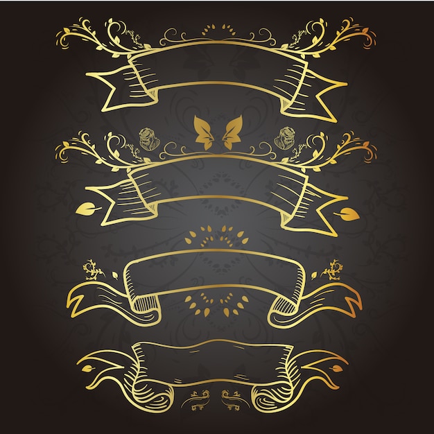 Gratis vector gouden lint collectie