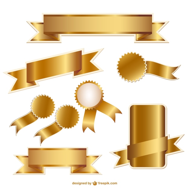 Gouden linten en badges vector graphics