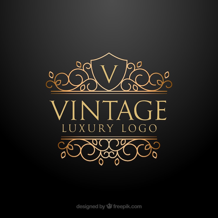 Gratis Vector gouden logo in vintage en luxe stijl