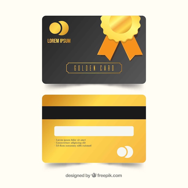Gouden loyaliteitskaart sjabloon met platte ontwerp