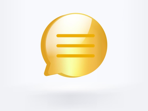 Gratis vector gouden melding bericht pictogram symbool sociale media communicatie vector design stijl 3d-rendering.