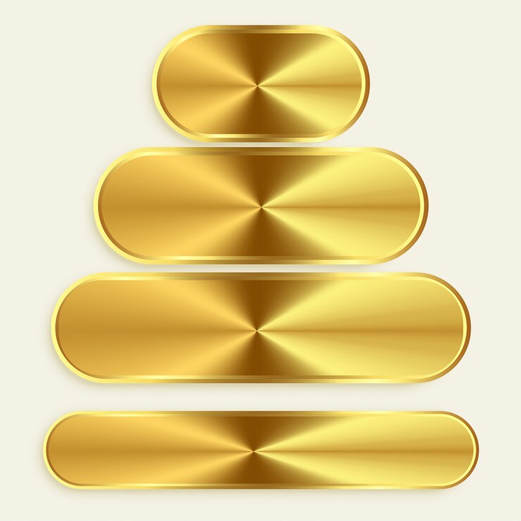 Gratis Vector gouden metalen knopen in verschillende maten