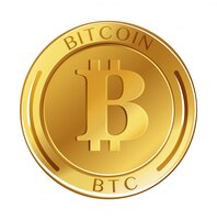 Gouden munt met bitcoin van woord