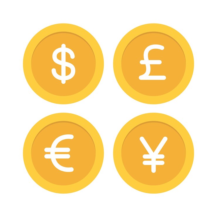 Gratis Vector gouden munten in meerdere valuta's