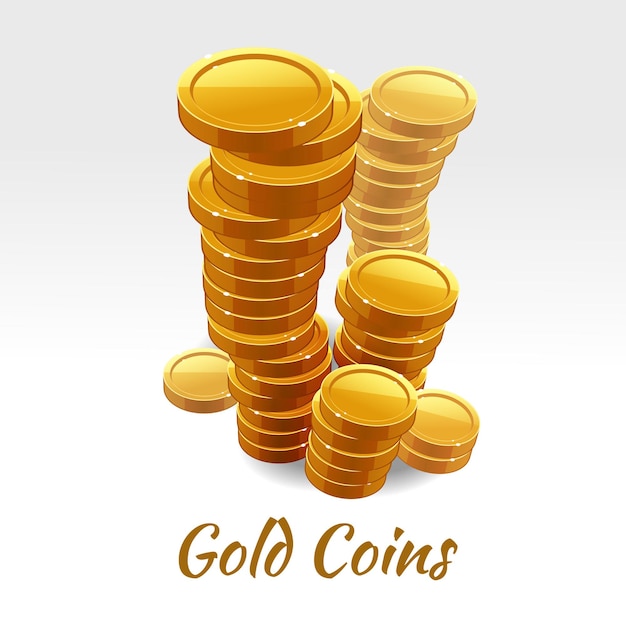 Gouden munten stapel op wit