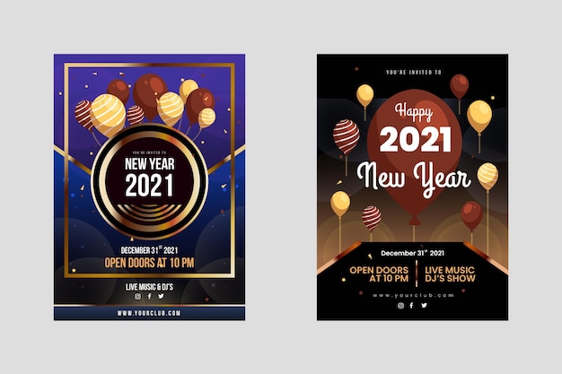 Gouden nieuwjaar 2021 partij poster sjabloon