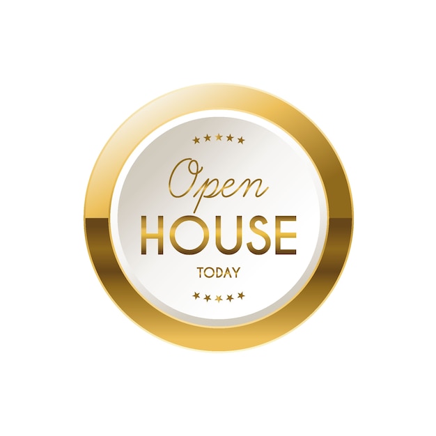 Gratis vector gouden open huis label