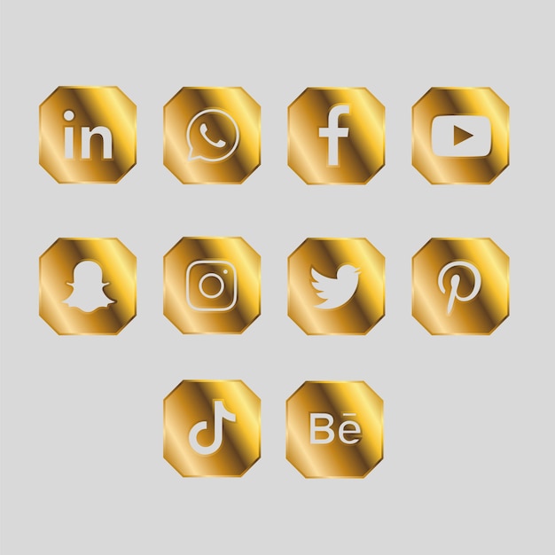 Gouden pakje social media iconen