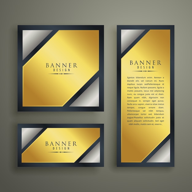 Gratis vector gouden premium banner decorontwerpsjabloon