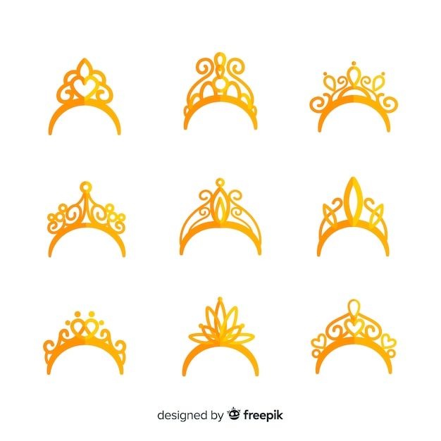 Gratis vector gouden prinses tiara collectie