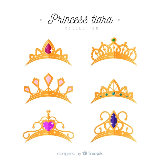 Gratis vector gouden prinses tiara collectie