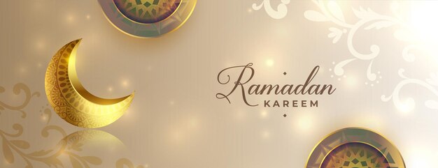 Gouden ramadan eid maan met arabische islamitische decoratie