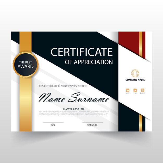 Gouden Rood ELegant horizontaal certificaat met Vector illustratie