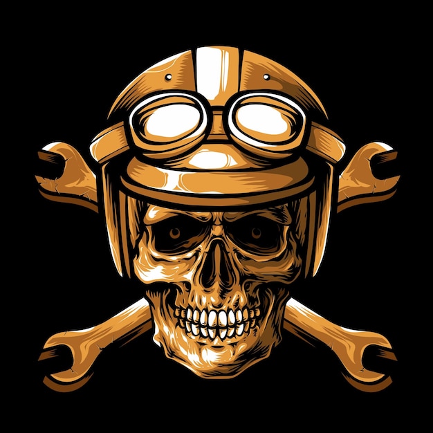 Gratis vector gouden schedel biker vector logo