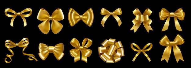 Gratis vector gouden strikken set