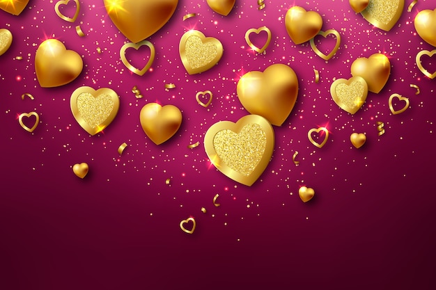 Gratis vector gouden valentijnsdag achtergrond concept