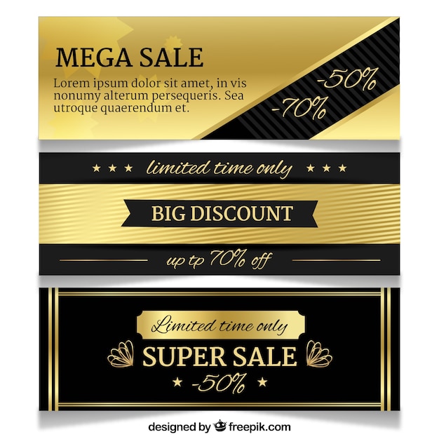 Gratis vector gouden verkoopbanners