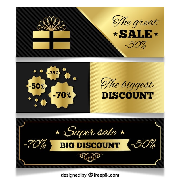 Gratis vector gouden verkoopbanners