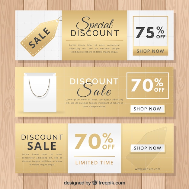 Gratis vector gouden verkoopbanners