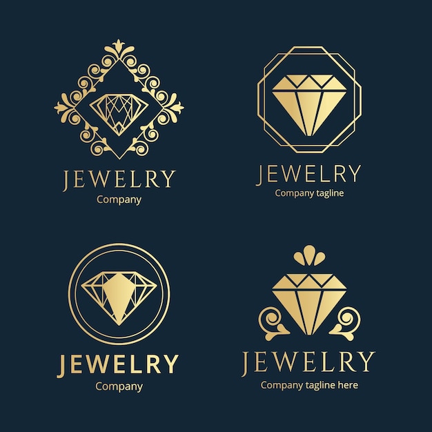 Gratis vector gouden verloop sieraden logo-collectie