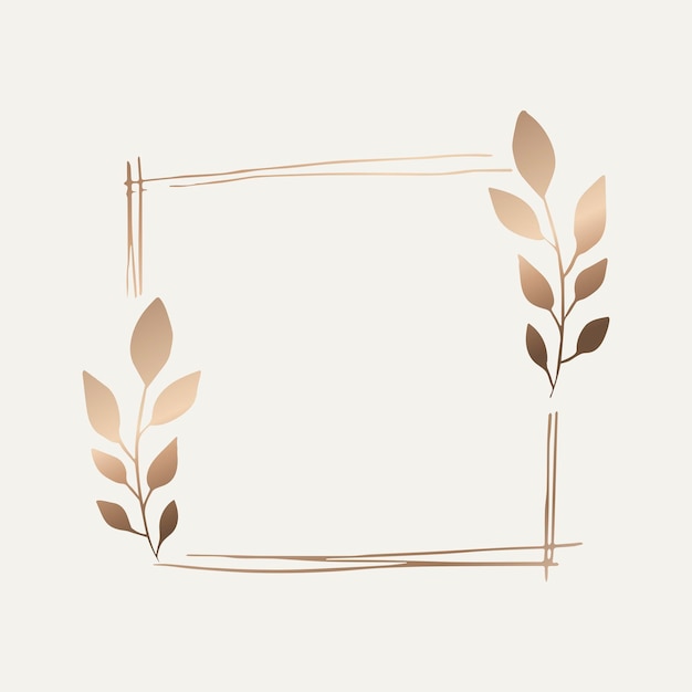 Gratis vector gouden vierkante frame sticker, gradiënt botanische illustratie vector