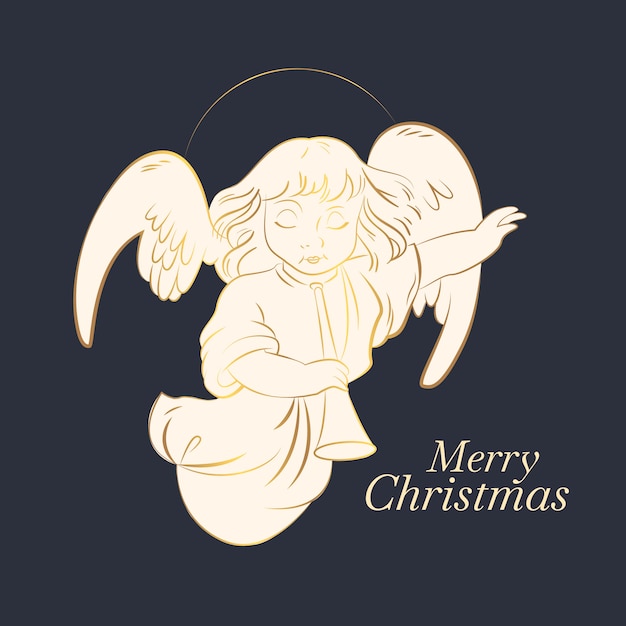 Gratis vector gouden vrolijke kerst engel