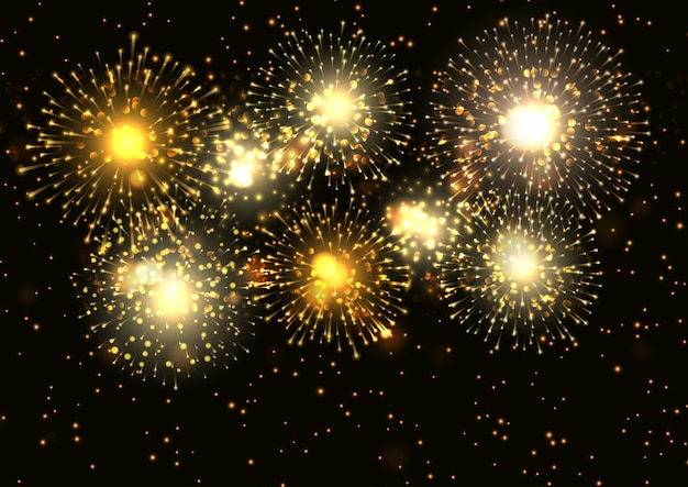 Gratis vector gouden vuurwerk