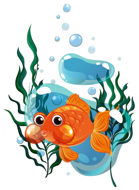 Gratis vector goudvis die onder het water zwemt