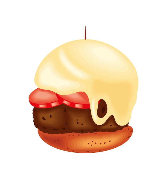 Gratis vector gourmet burger kaas gesmolten illustratie geïsoleerd