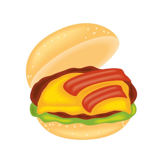 Gratis vector gourmet burger met bacon illustratie geïsoleerd