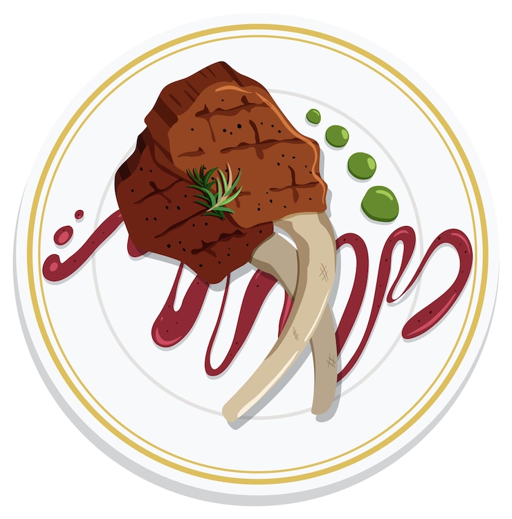 Gratis Vector gourmet lam op het bord