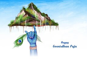 Gratis vector govardhan puja zoals het is hindoe festival viering kaart achtergrond
