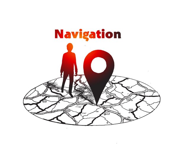 GPSnavigator pin mock up met kaart op witte achtergrond vectorillustratie