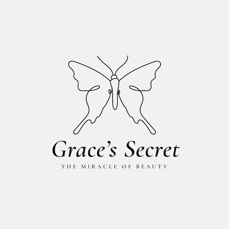 Gratis Vector grace's secret vlinder logo sjabloon, salon business, creatieve ontwerp vector met slogan