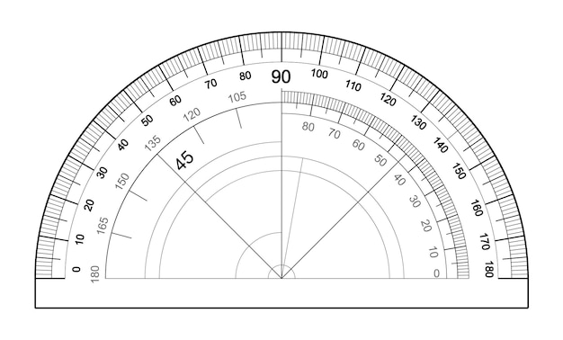 Gratis vector gradenboog geïsoleerd op witte achtergrond vector sjabloon van een instrument voor het meten van de grootte van hoeken graad meetschaal