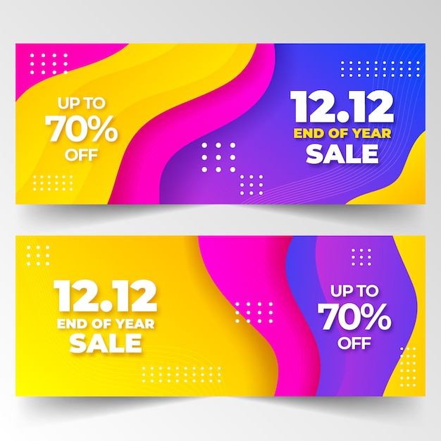 Gradiënt 12.12 verkoop horizontale banners set