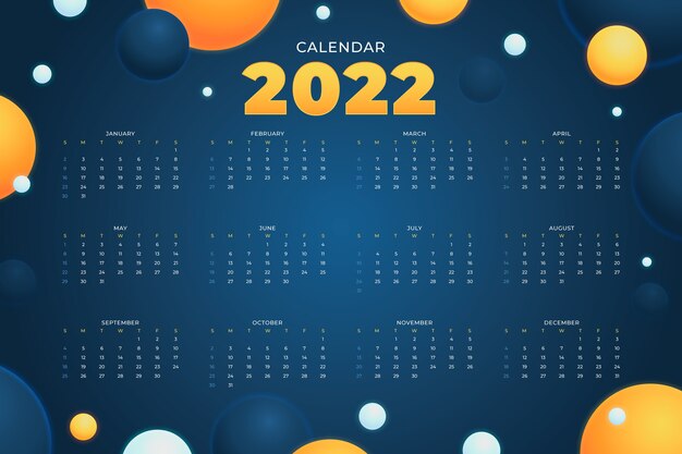 Gradiënt 2022 kalender concept illustratie