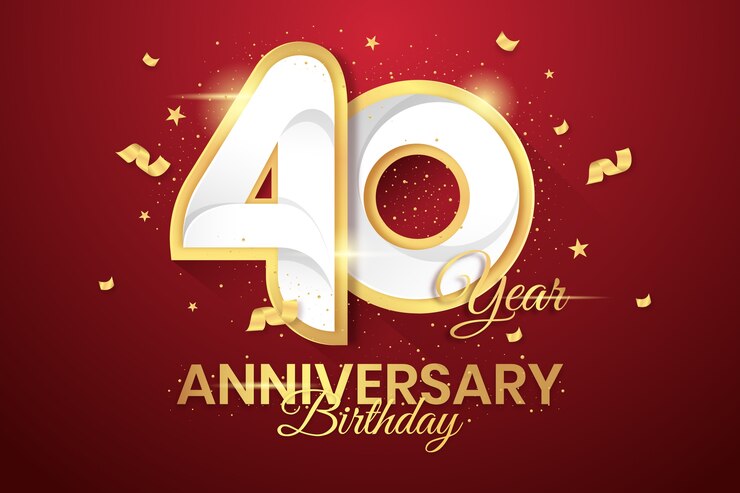 Gratis Vector gradiënt 40-jarig jubileum of verjaardagskaart