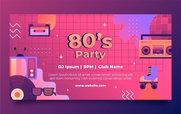 Gratis vector gradient 80s feestviering facebook bericht