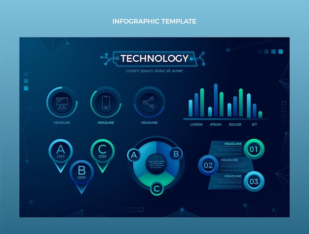 Gratis vector gradiënt abstracte technologie infographic