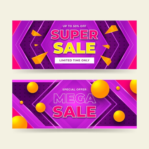 Gratis vector gradiënt abstracte verkoop banners set