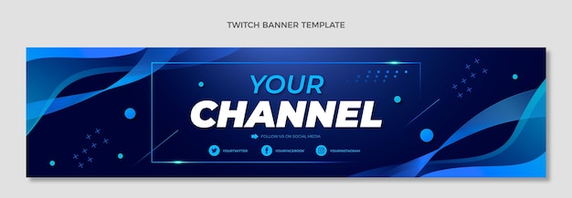 Gratis vector gradiënt abstracte vloeistoftechnologie twitch banner