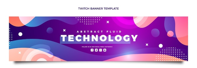 Gratis vector gradiënt abstracte vloeistoftechnologie twitch banner